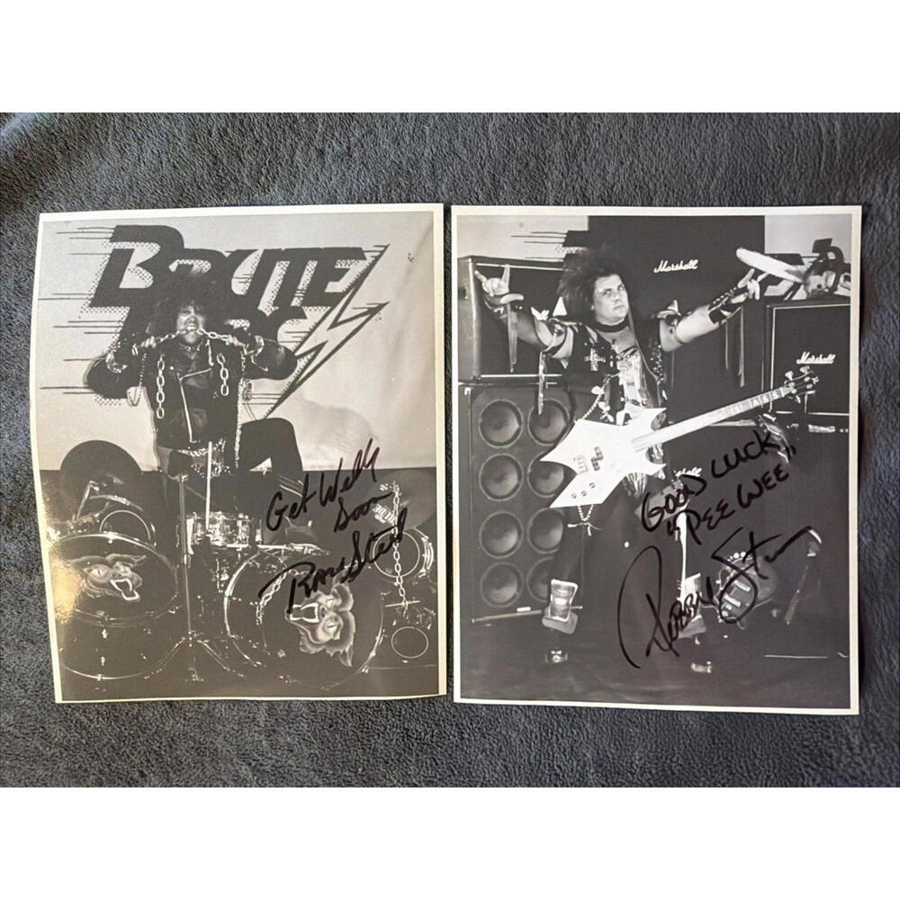Two 10”x8” Black & White Autographed Photos Unknown Artist Rock N Roll
